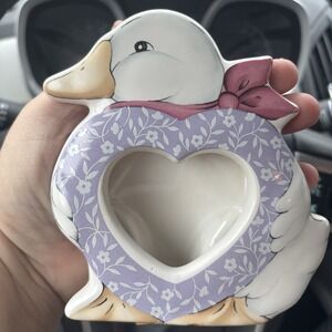 Vintage Duck/Goose With Heart Ceramic Picture Frame Country Cottage Core 5x5